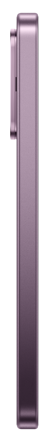 Fioletowy smartfon w orientacji pionowej na czarnym tle.