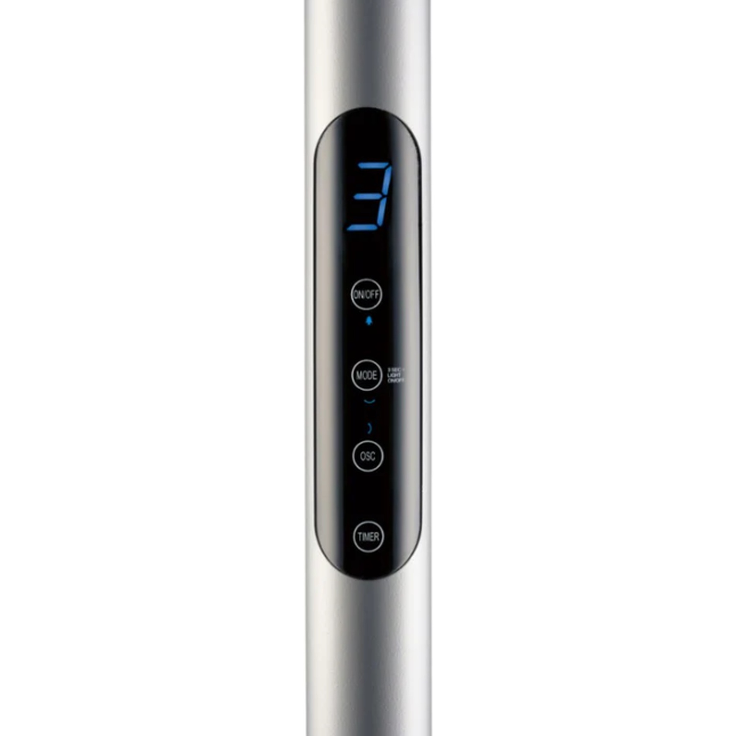 Silver rod with a blue display showing the number 3 and buttons.