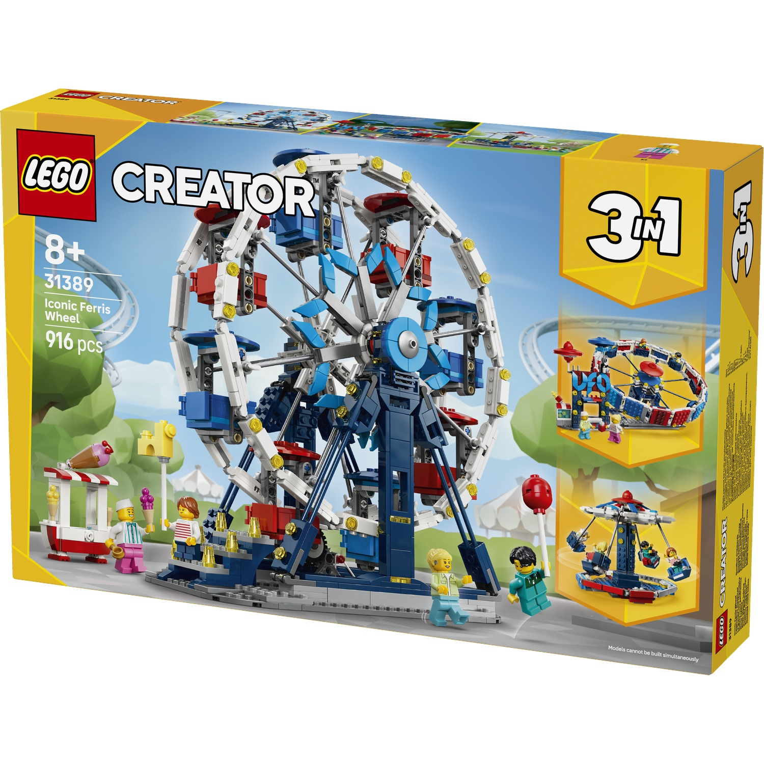 Set LEGO Creator 3-en-1 : Grande Roue Iconique avec 916 pièces et figurines.
