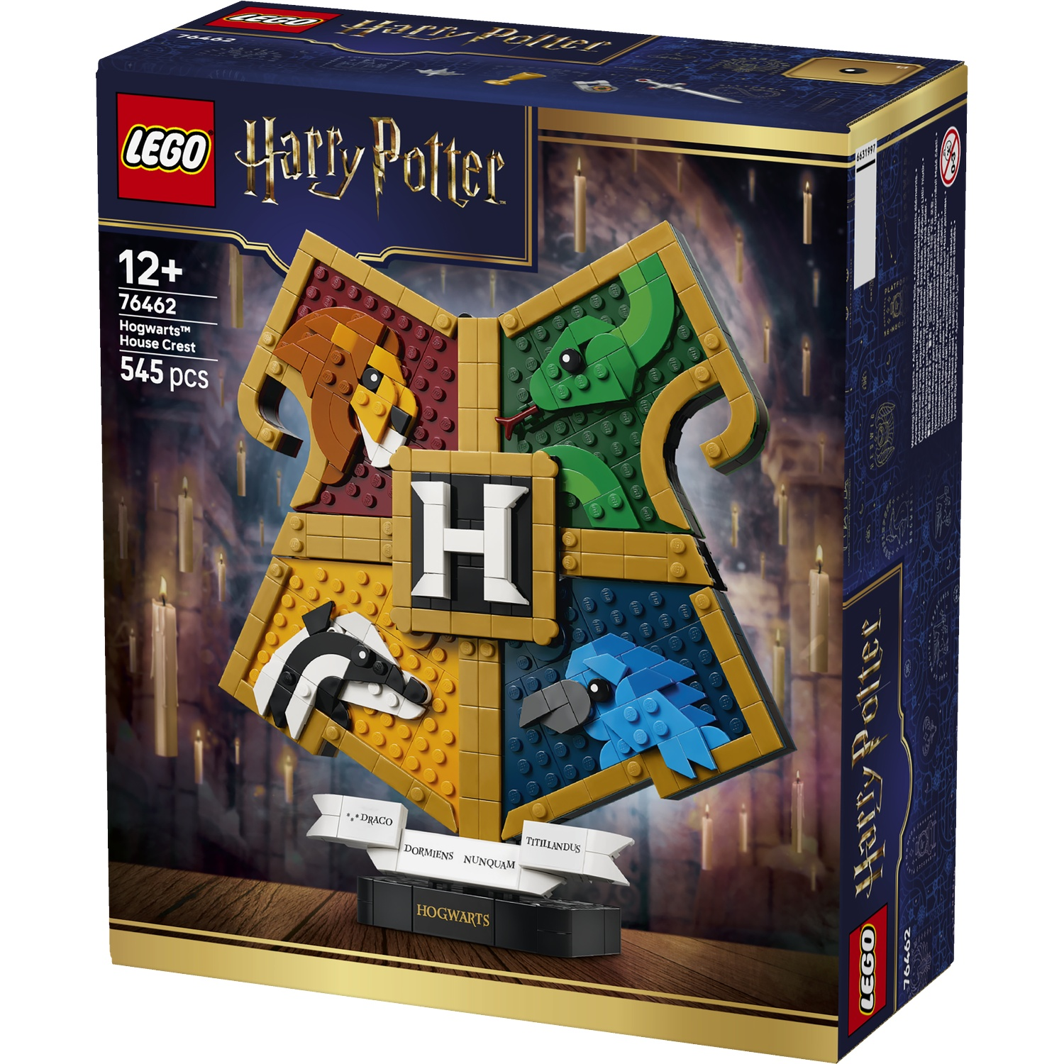 LEGO Harry Potter Hogwarts House Crest set with four crests and Hogwarts text.