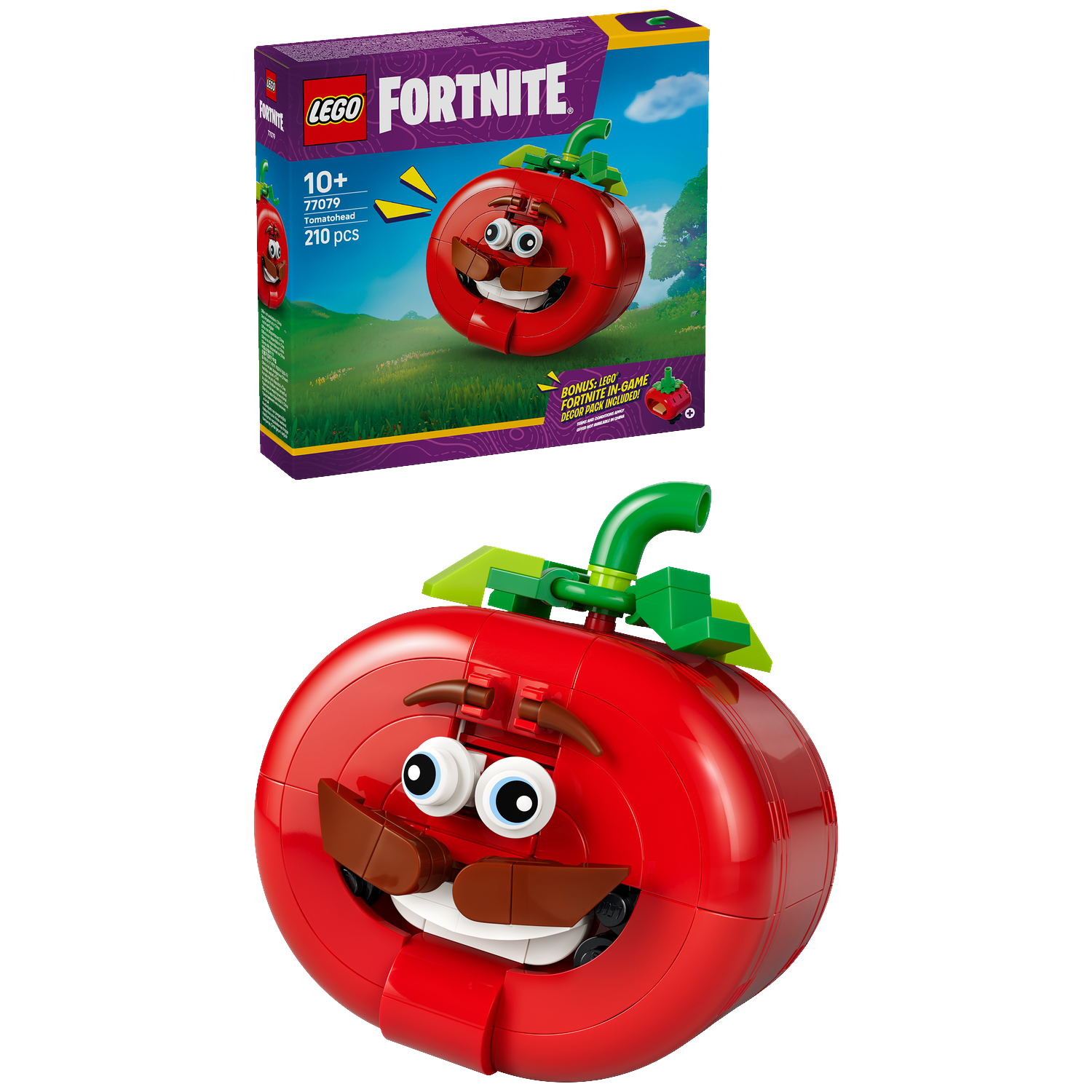 LEGO Fortnite Tomatohead bouwset doos en model.