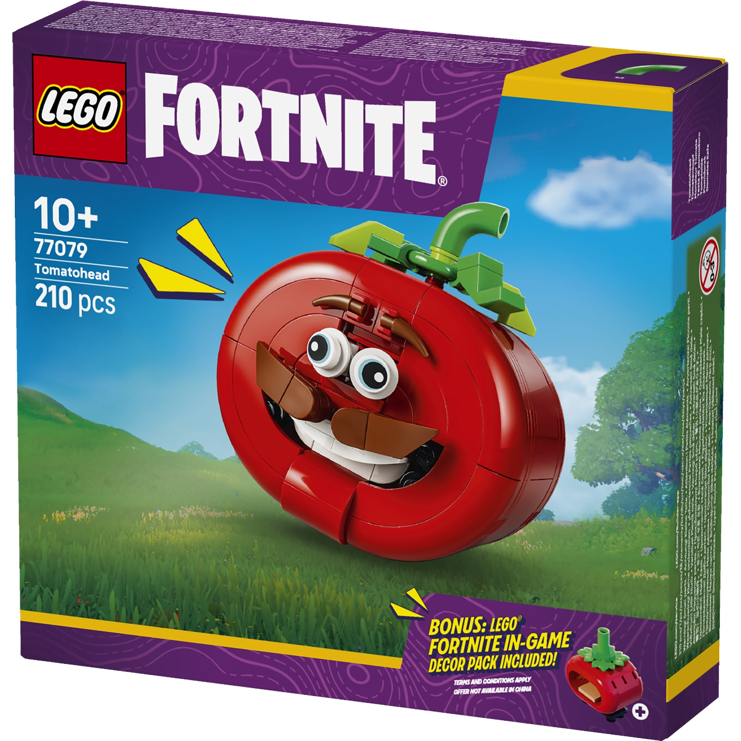 LEGO Fortnite Tomatohead set doos met een rood tomatenhoofd personage.