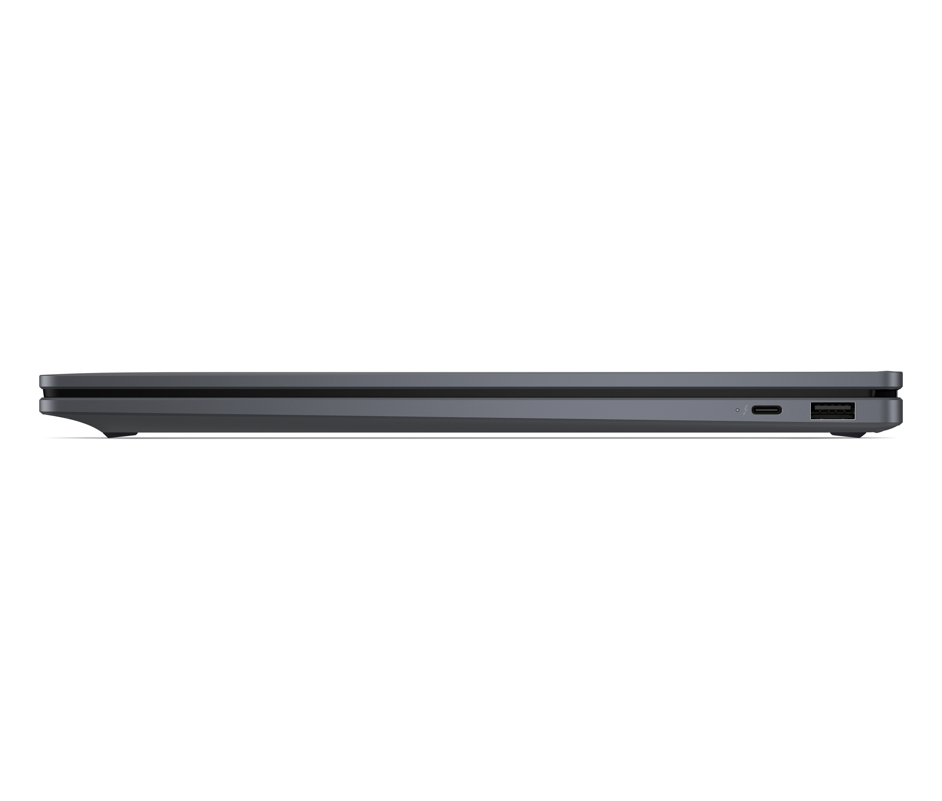 Grauer Laptop-Rand mit USB-C- und USB-A-Anschluss.