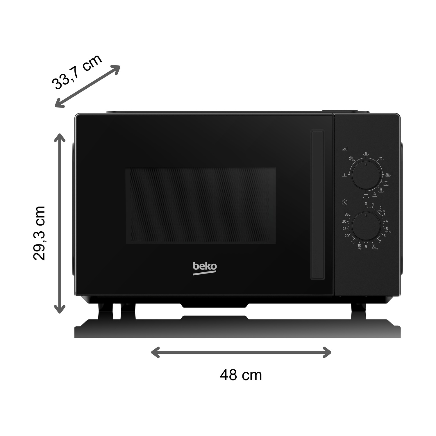 Forno a microonde Beko nero 48x29,3x33,7 cm, con manopole.