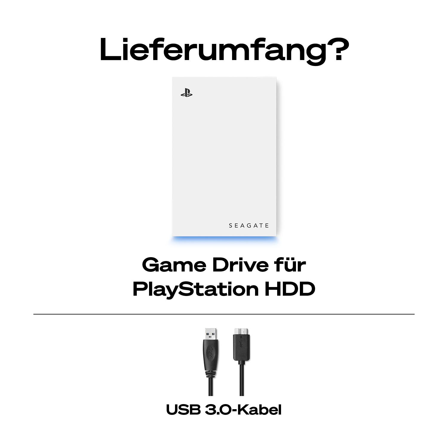 Seagate Game Drive für PlayStation HDD mit USB 3.0 Kabel.