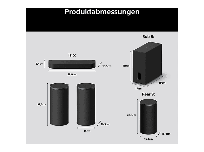 Sony Bravia Theatre Trio + SR, Heimkino Sound-System (Dolby Atmos, DTS:X, Imax Enhanced), Schwarz ​; Heimkino Sound-System​ — Foto 5 von 5