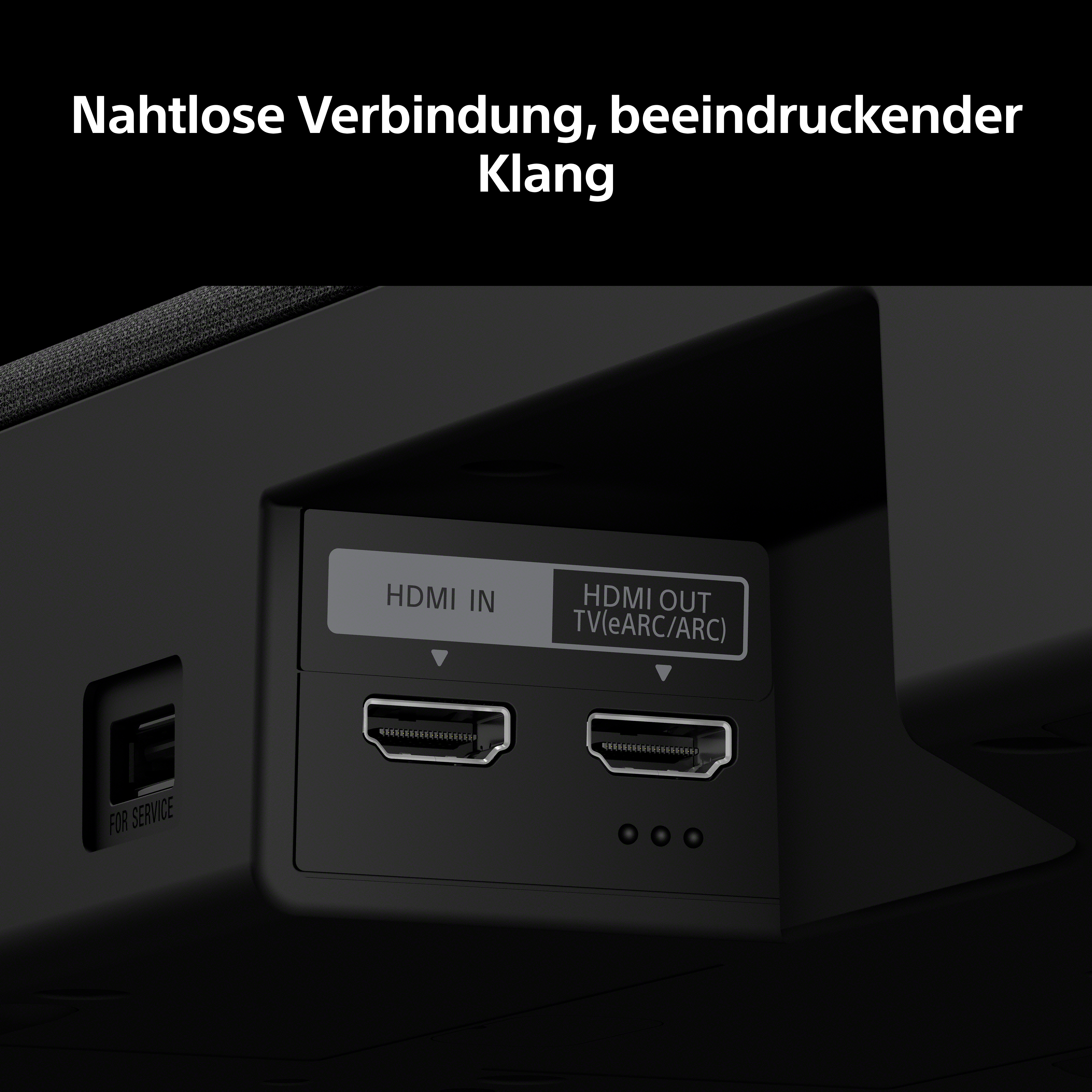 Nahaufaufnahme von HDMI-Anschlüssen und einem USB-Anschluss für Service.