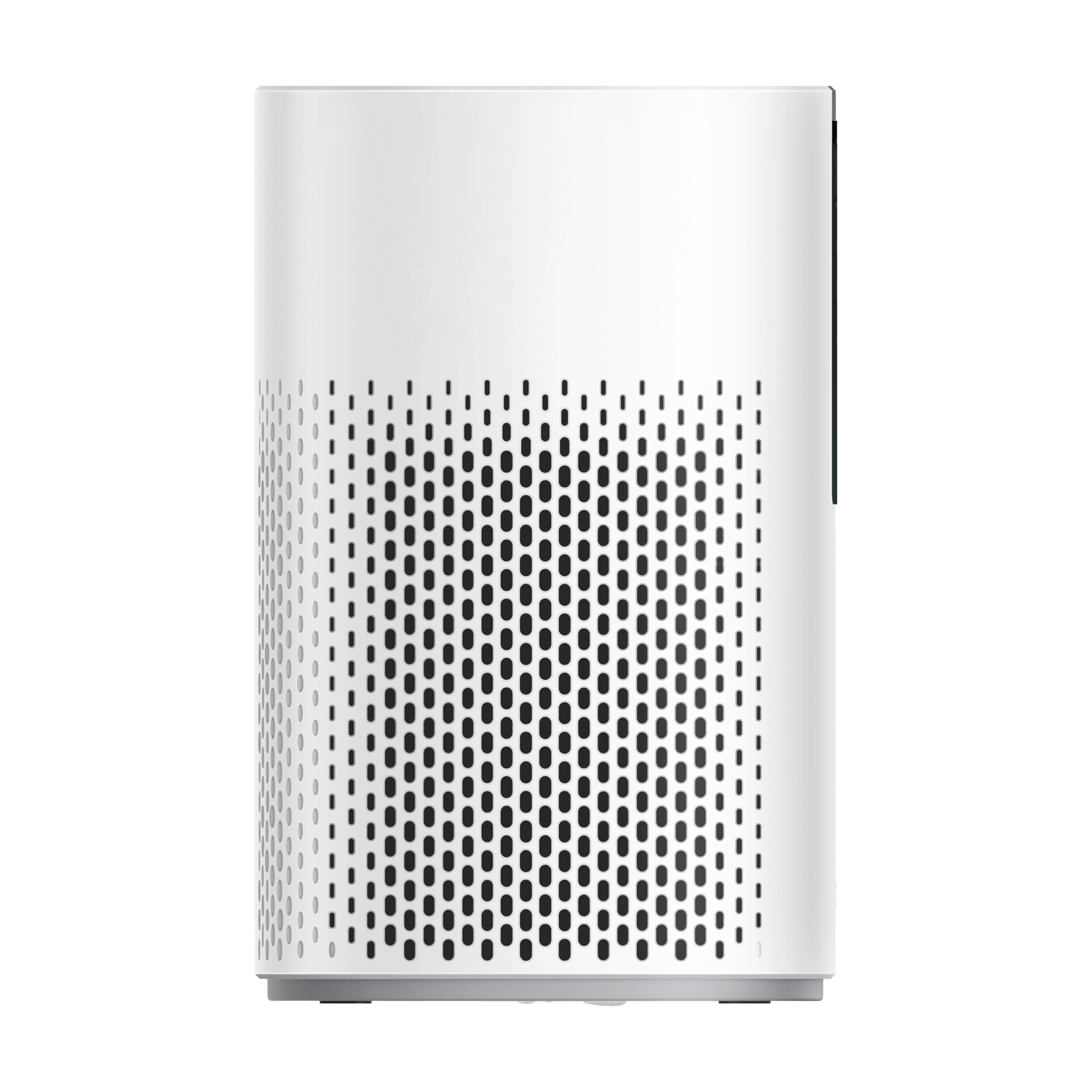 Un cilindro bianco con fori di ventilazione su sfondo bianco.