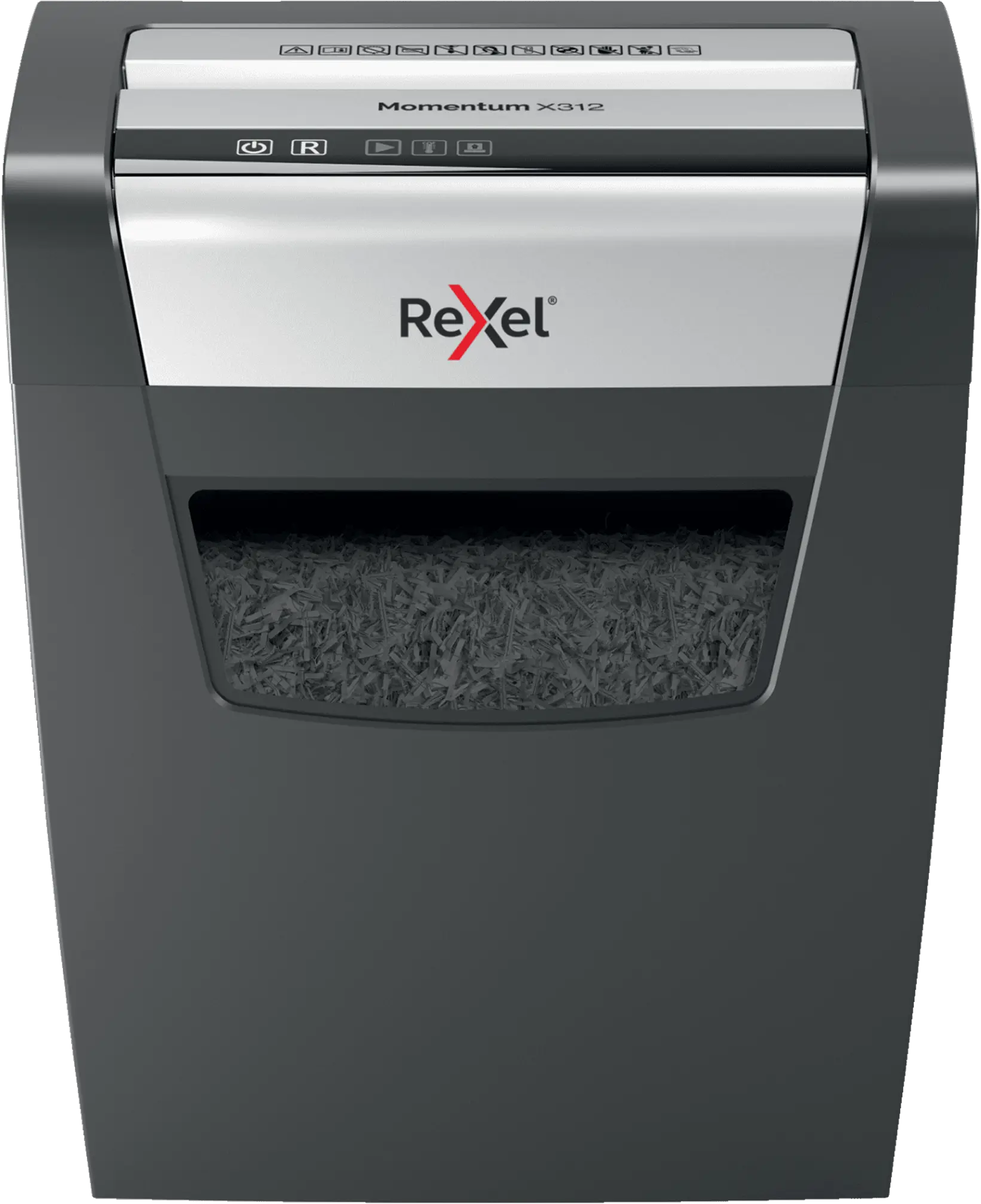 REXEL Momentum X312 iratmegsemmisítő, P-3 konfetti, 12 lap, 23 Liter (2104572EU)