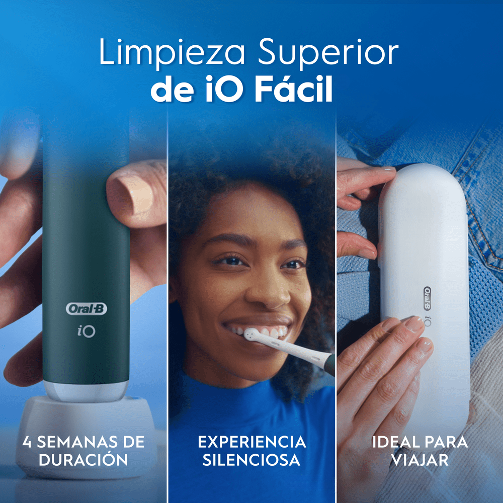 Limpieza superior de iO fácil. 4 semanas de duración. Experiencia silenciosa. Ideal para viajar.