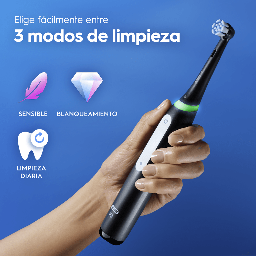 Elige fácilmente entre 3 modos de limpieza. Sensible, blanqueamiento y limpieza diaria.