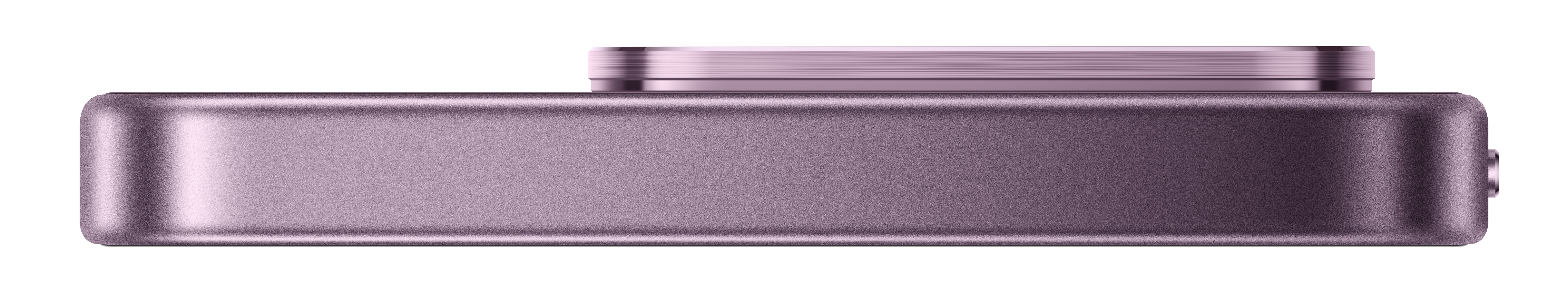 Lila Smartphone-Seite mit Kameraobjektiv und Rillenrand.