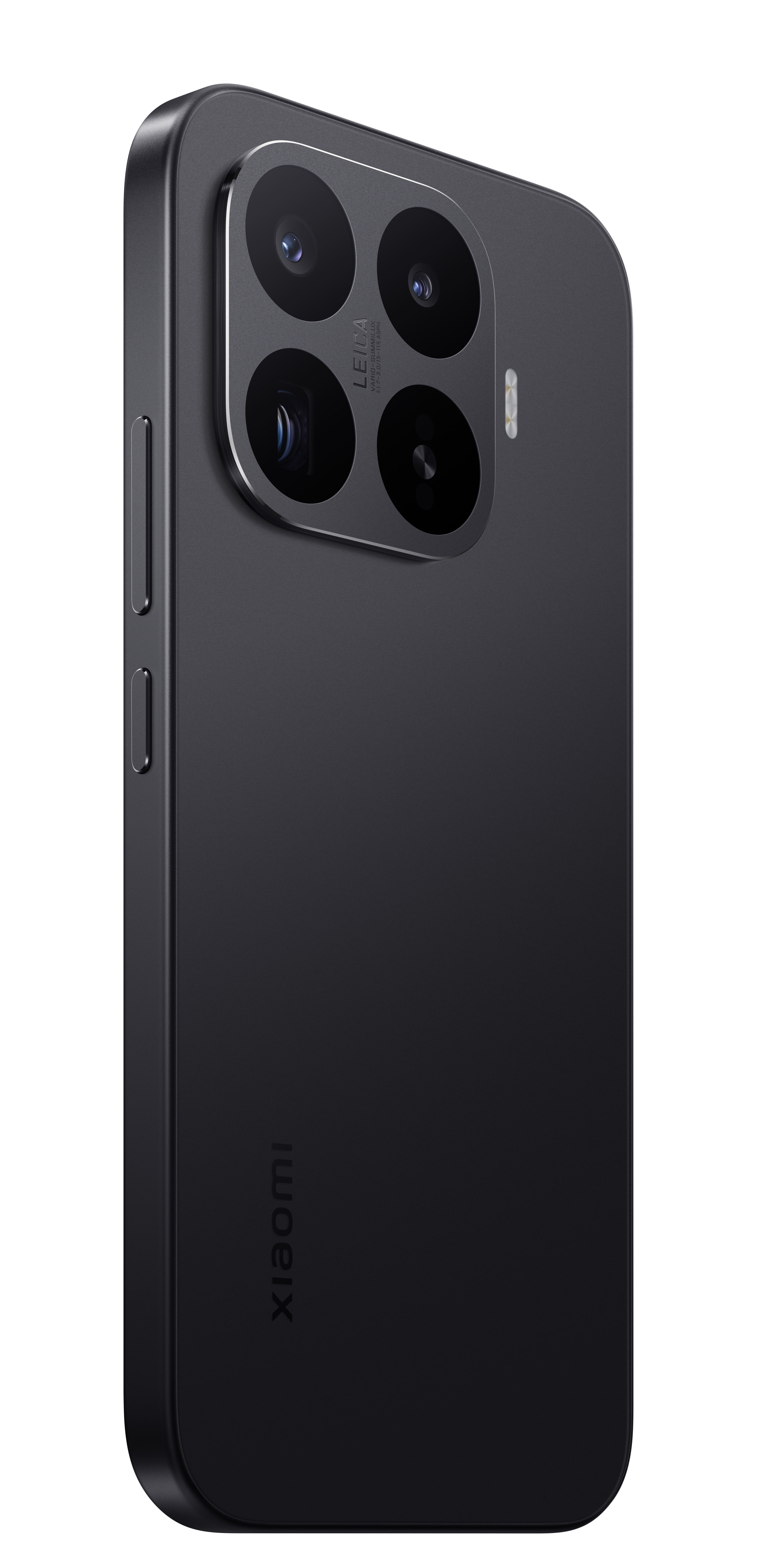 Ein schwarzes Smartphone mit vier Kameras auf der Rückseite und dem Xiaomi-Logo.