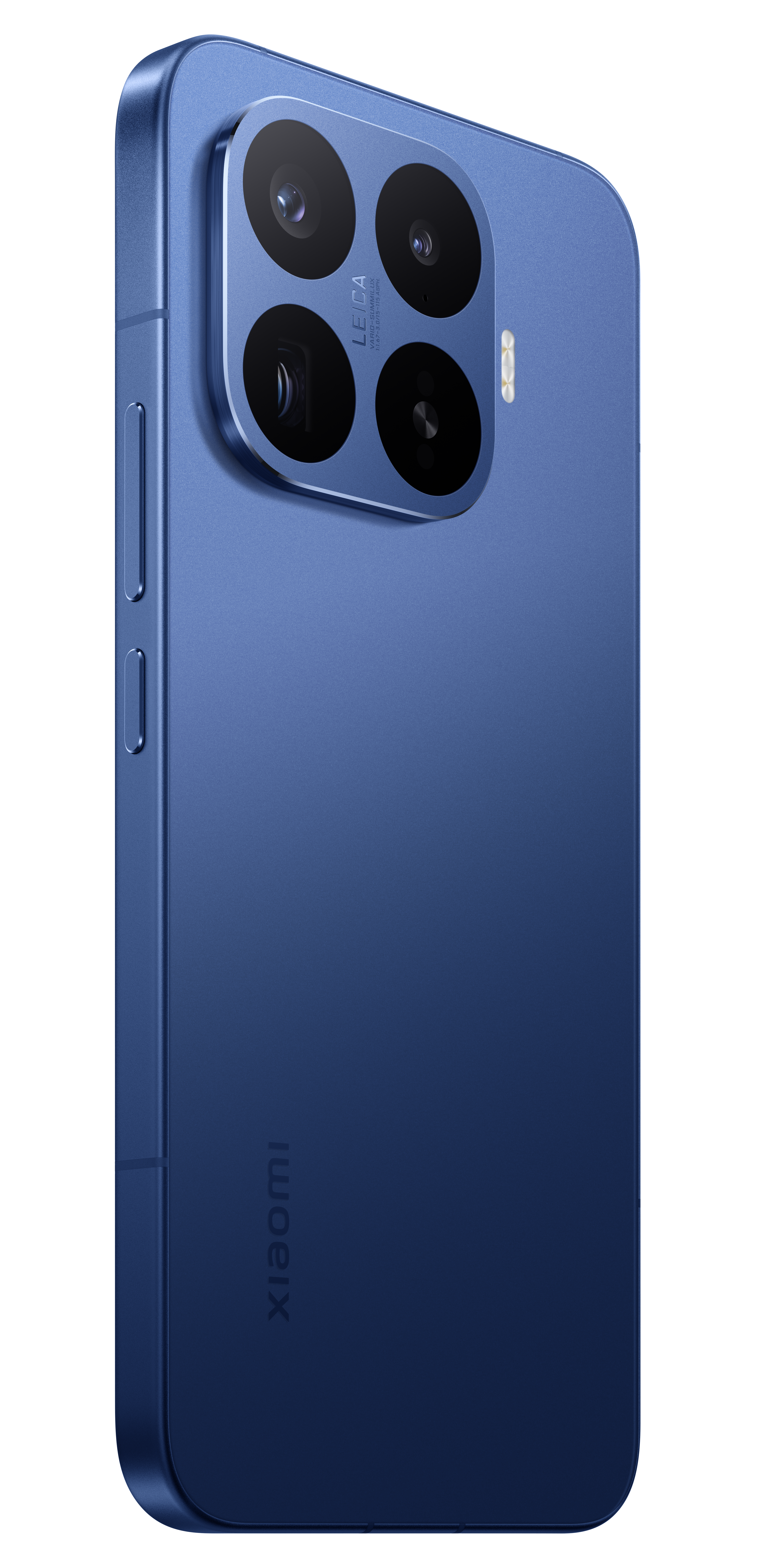 Ein blauer Xiaomi-Smartphone mit vier Kameras auf der Rückseite.