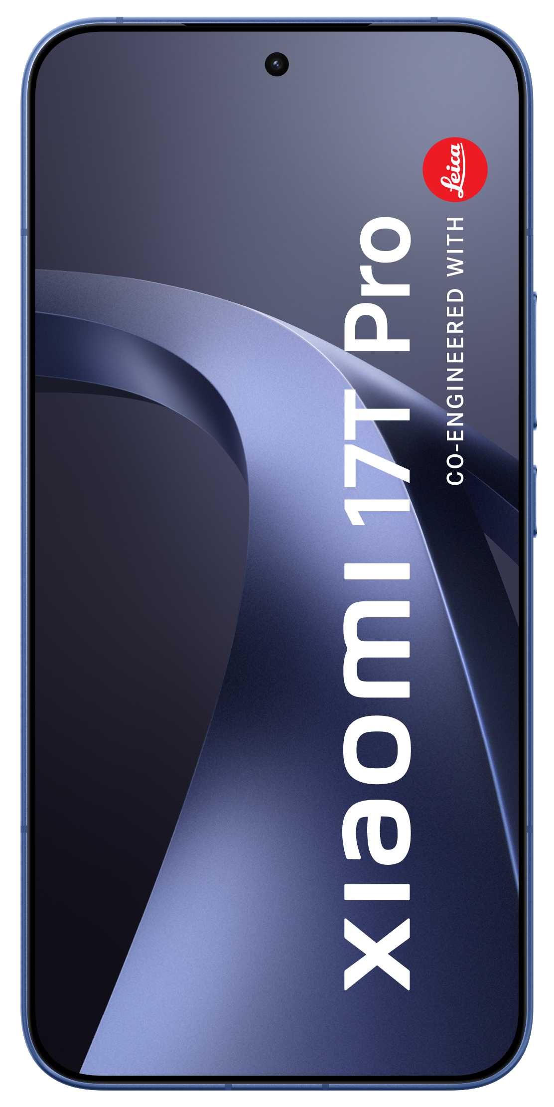 Ein blaues Smartphone mit dem Text "Xiaomi 17T Pro" und dem Leica-Logo.