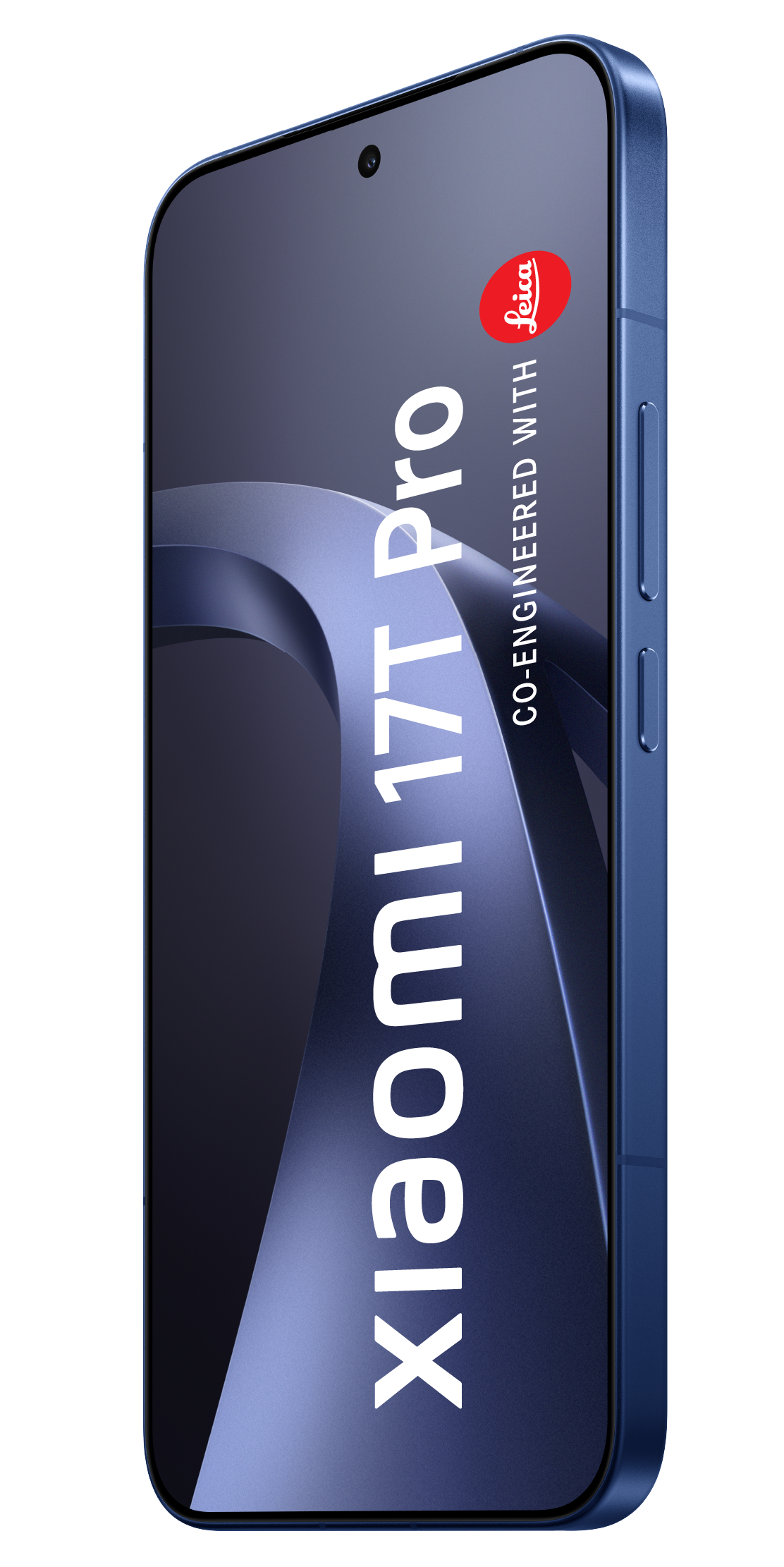 Ein blauer Xiaomi 13T Pro mit Leica-Logo. Schwarzer Hintergrund.