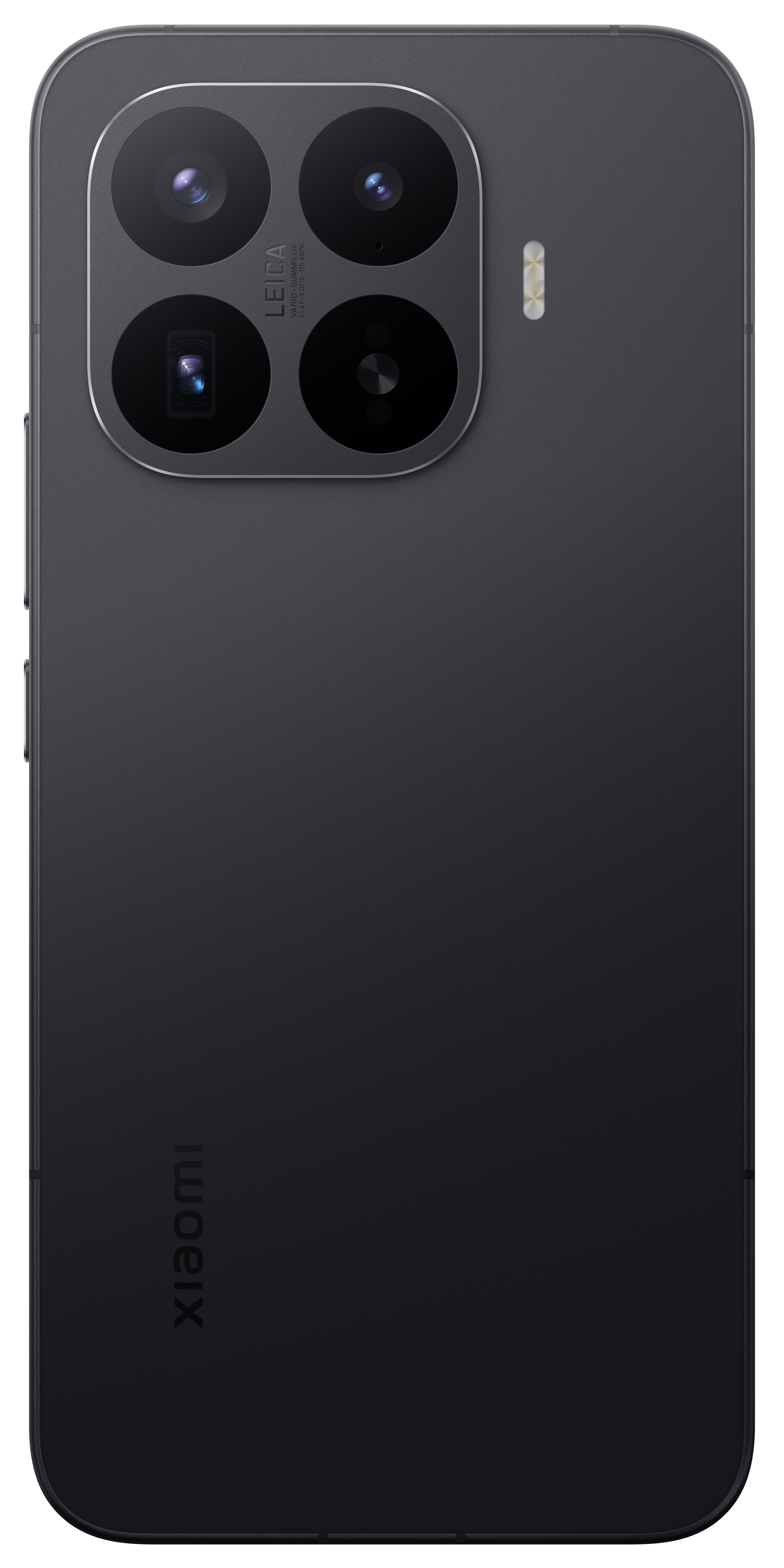 Dunkelgraues Smartphone mit Leica-Kamera und Xiaomi-Logo.