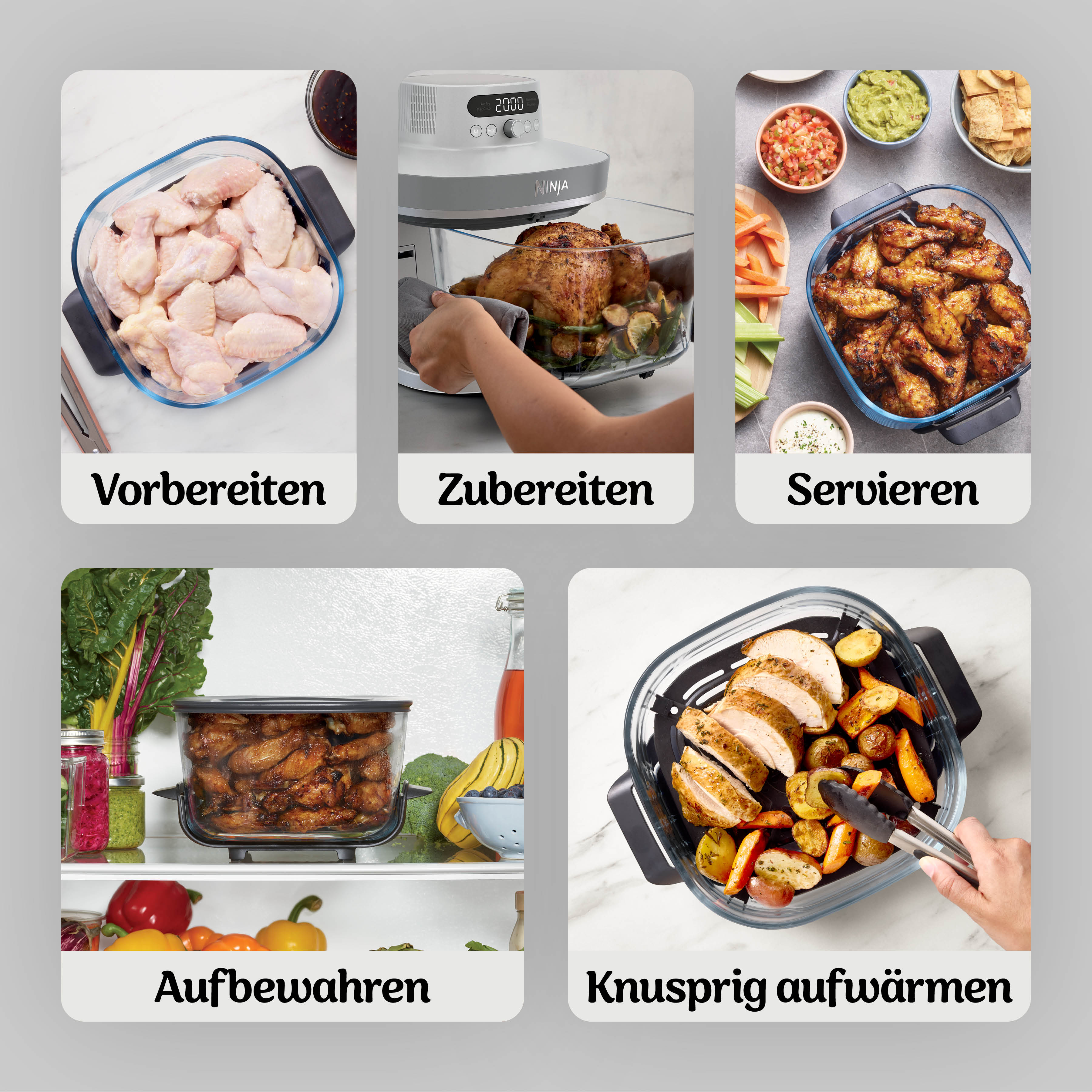 Ailes de poulet crues dans un plat en verre, prêtes à être préparées.