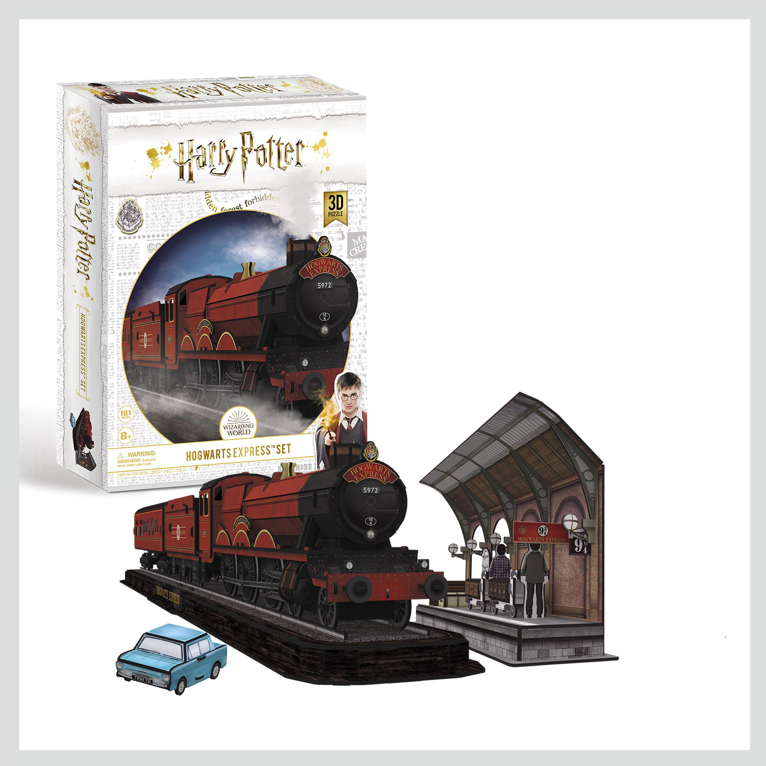 Harry Potter Roxfort Expressz 3D puzzle készlet vonattal, állomással és autóval.