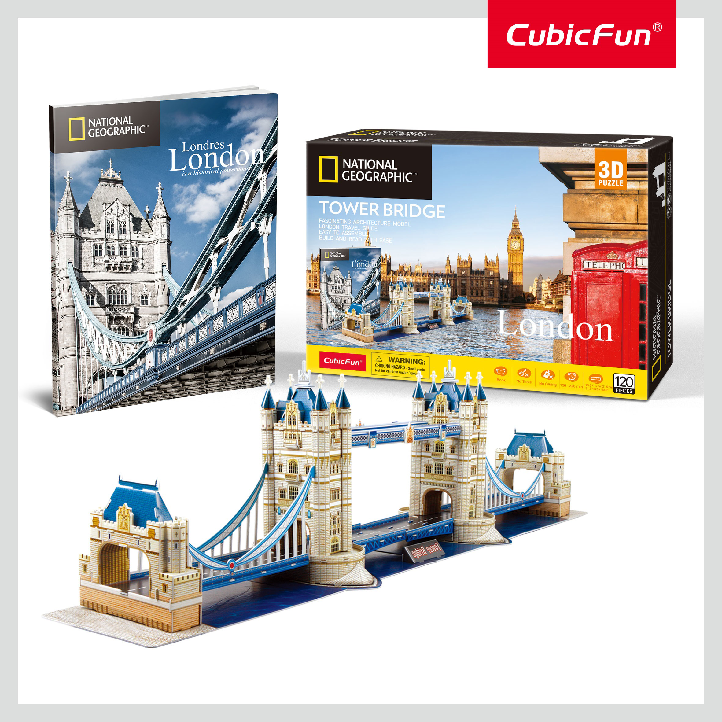 CubicFun 3D Tower Bridge puzzle National Geographic könyvvel.