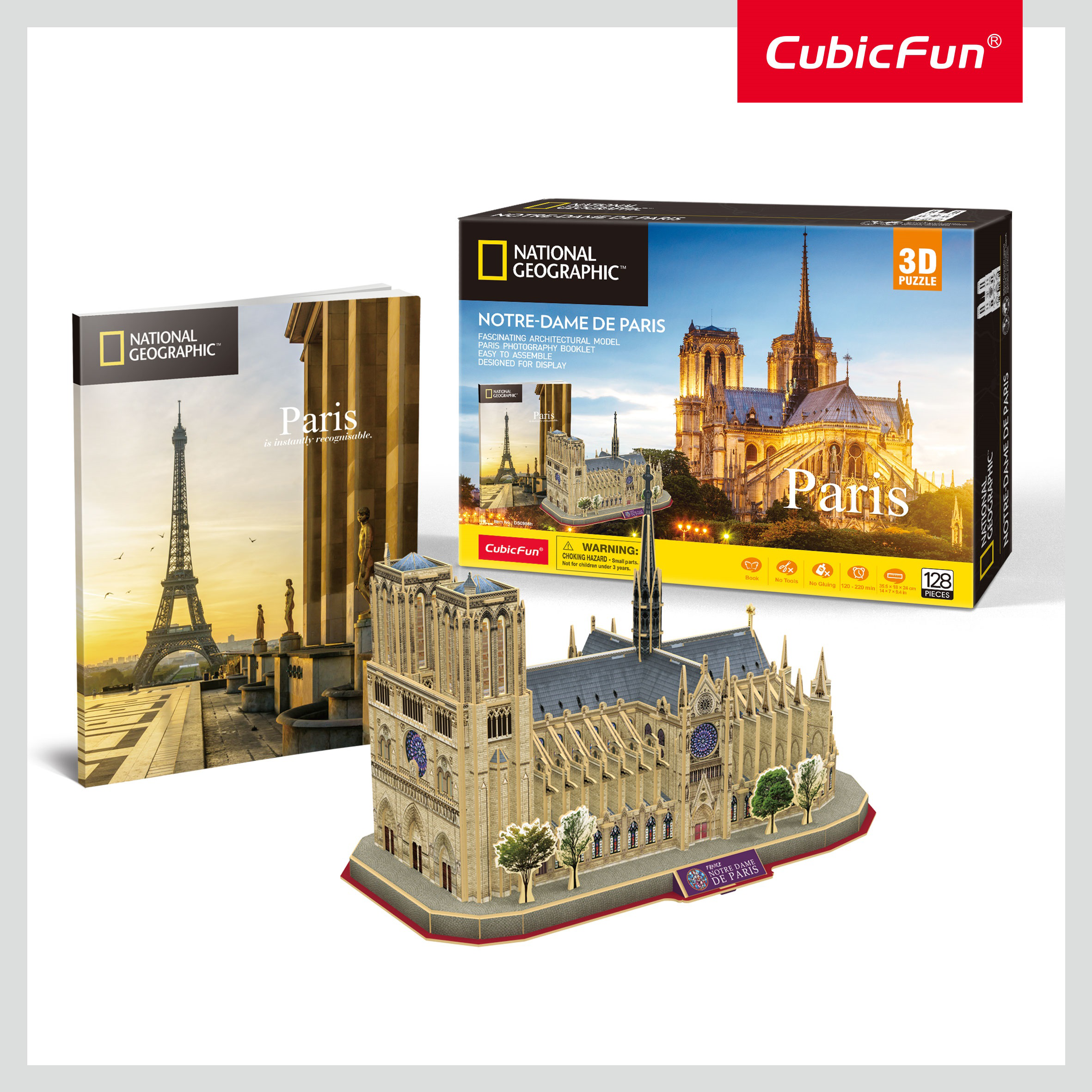 3D Notre Dame de Paris puzzle és egy párizsi könyv Eiffel-toronnyal.