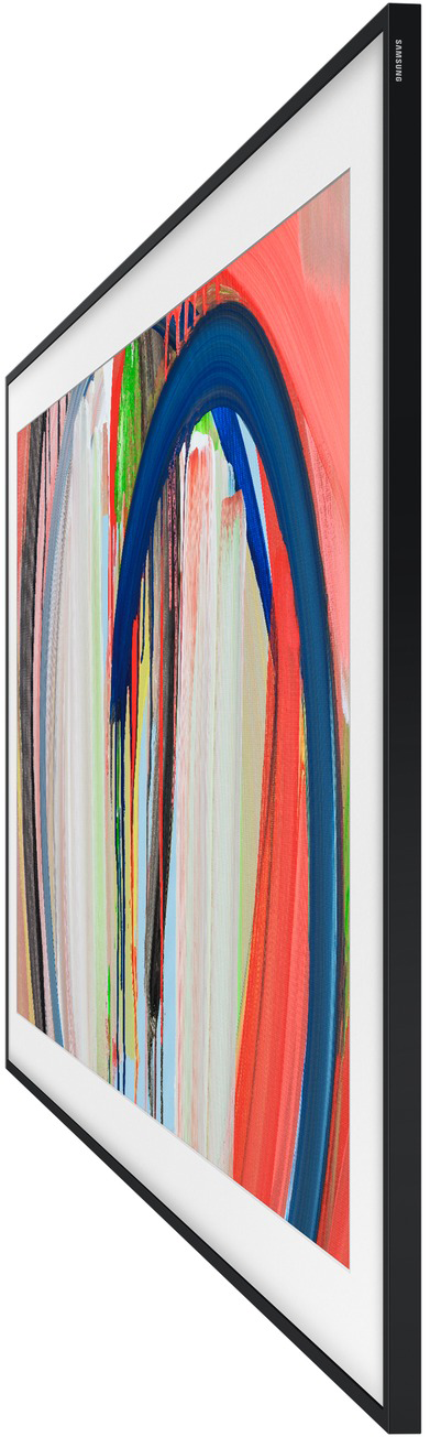 Absztrakt festmény függőleges ecsetvonásokkal piros, kék, zöld és fehér színekben.