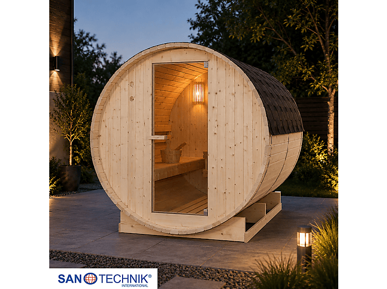 Sanotechnik TROMSÖ XL Fasssauna für 6 Personen Fasssauna (8 kW)