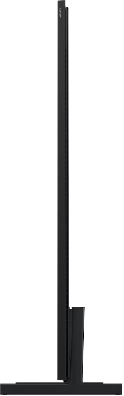Fekete televízió profilból, felül Samsung logóval.