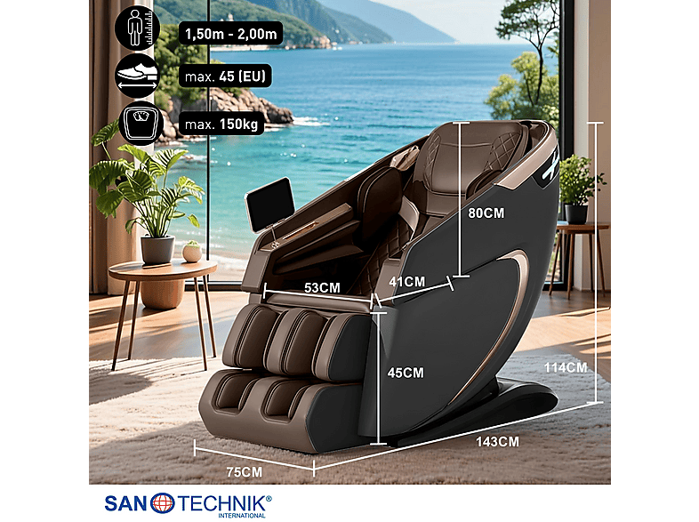Sanotechnik MA2605 Medora Luxus Massagesessel, Schwarz — Foto 2 von 5
