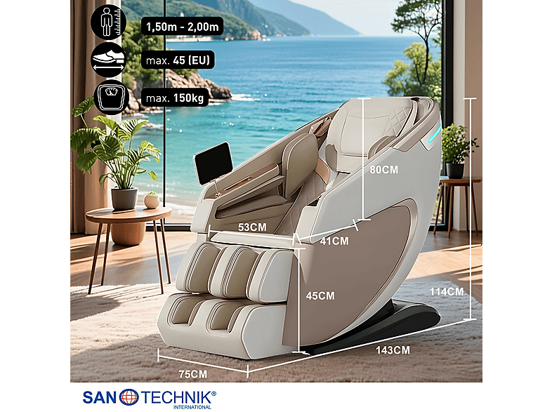 Sanotechnik MA2606 Restora Luxus Massagesessel, Beige — Foto 2 von 5