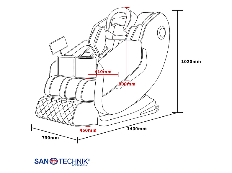Sanotechnik MA2801 Wellora Luxus Massagesessel, Grau — Foto 4 von 5