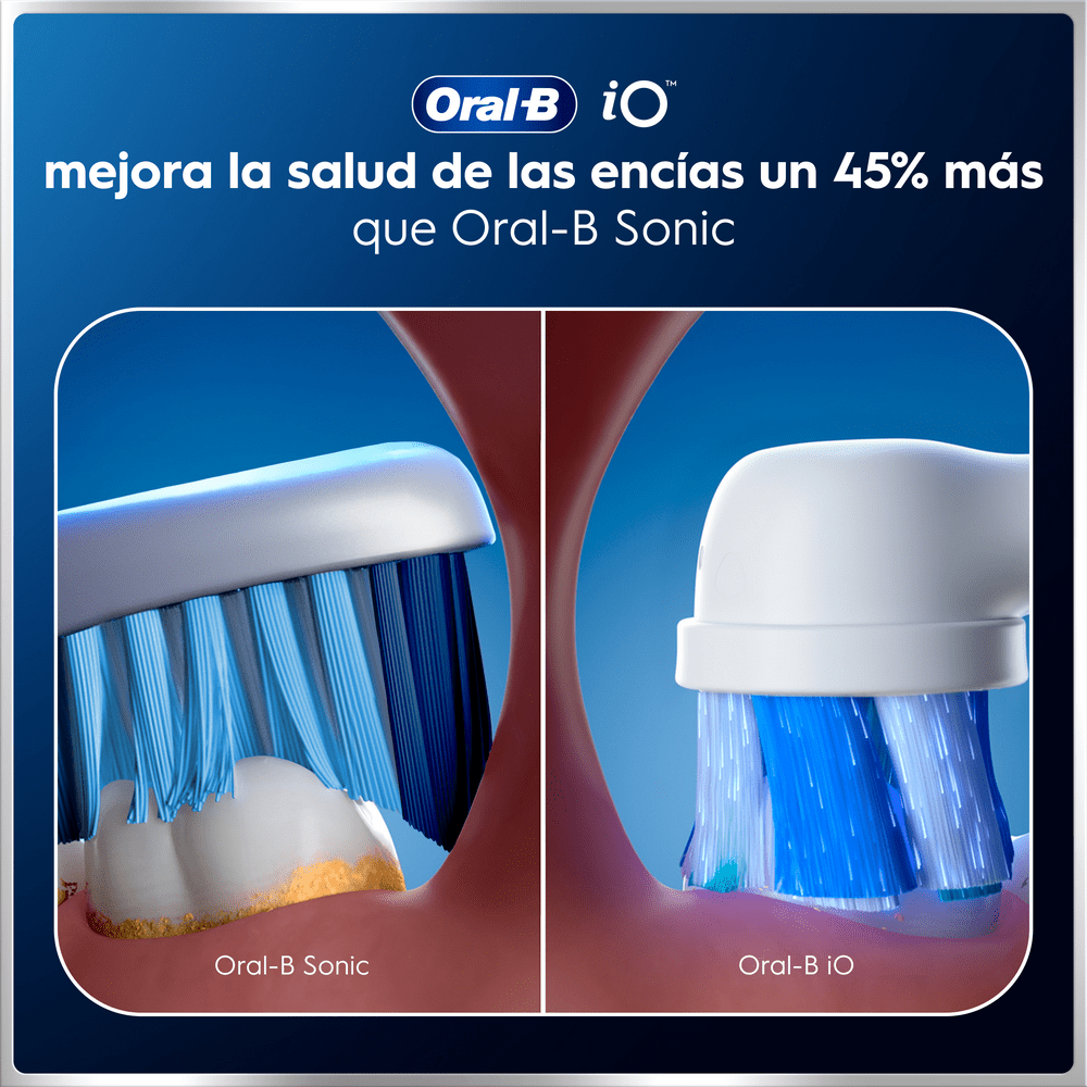 Oral-B iO. Mejora la salud de las encías un 45% más que un Oral-B Sonic. Oral-B Sonic. Oral-B iO