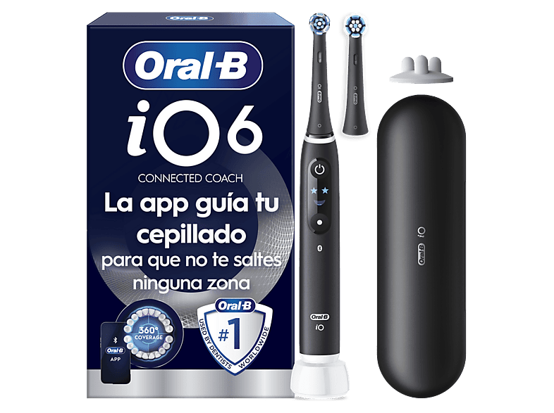 Cepillo eléctrico - Oral-B iO 6S, 5 modos, Seguimiento con app, Pantalla interactiva, Sensor de presión, Negro