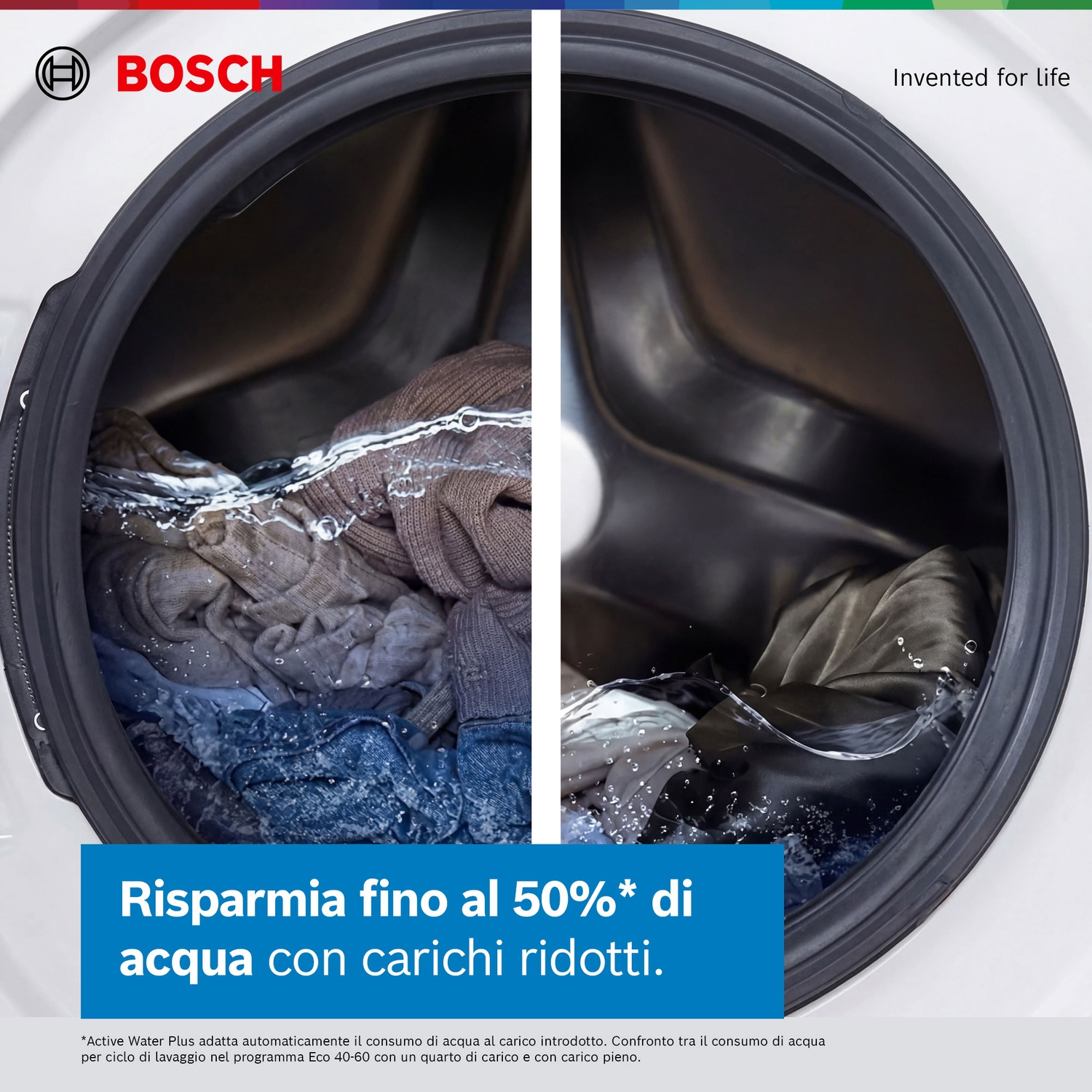 Lavatrice Bosch: panni con acqua all'interno del cestello.