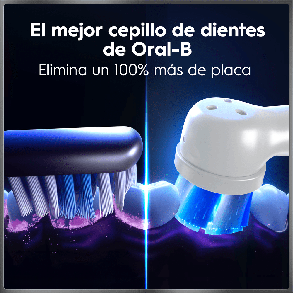El mejor cepillo de dientes de Oral-B. Elimina un 100% más de placa.