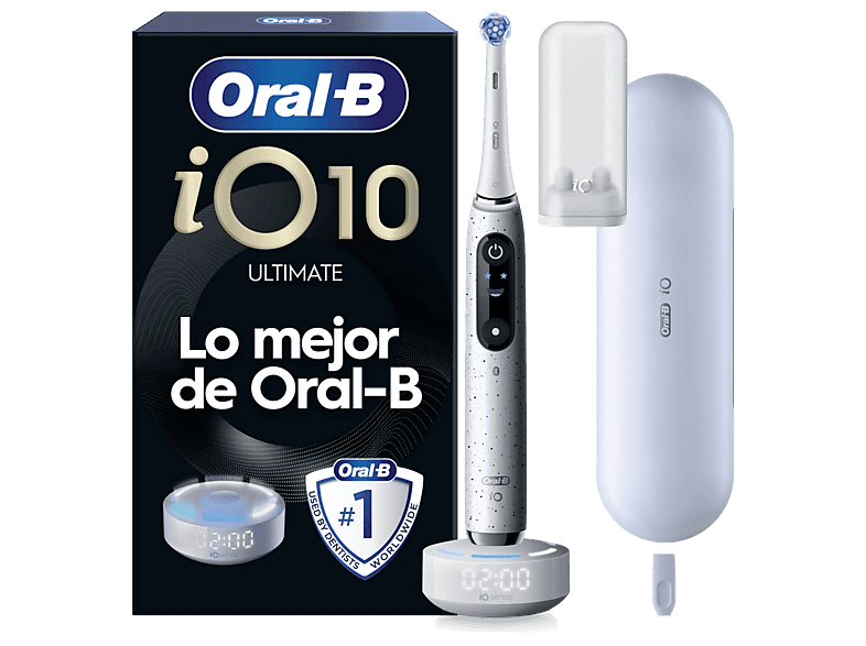 Cepillo eléctrico - Oral-B iO 10, 1 Cabezal, Con app y guía en tiempo real 3D, Estuche De Viaje Carga, Diseñado Por Braun, Blanco