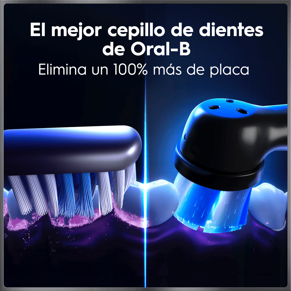 El mejor cepillo de dientes de Oral-B. Elimina un 100% más de placa.