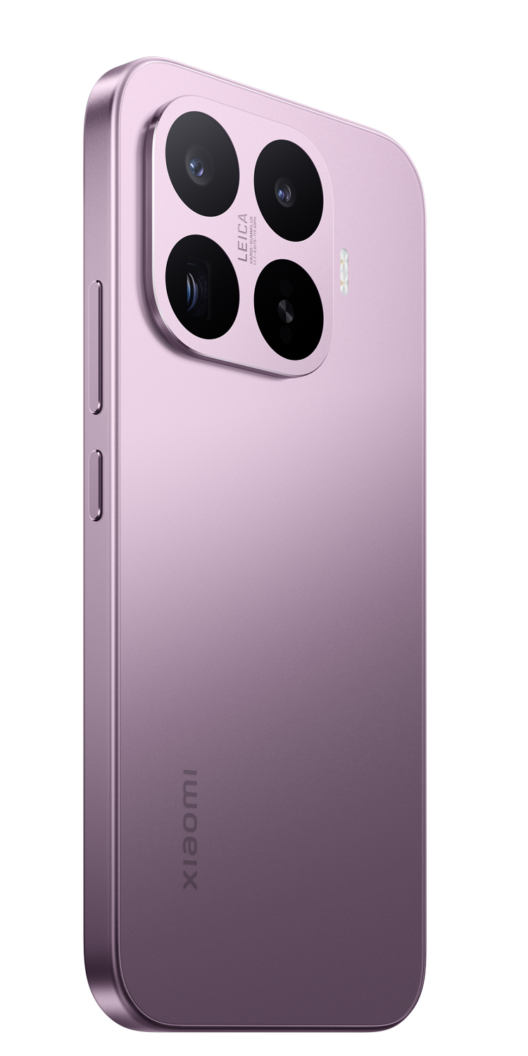 Un teléfono inteligente rosa con cámara triple Leica y logo de Xiaomi.