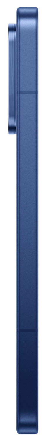 Un smartphone azul con cámara en el lado izquierdo, en orientación vertical.
