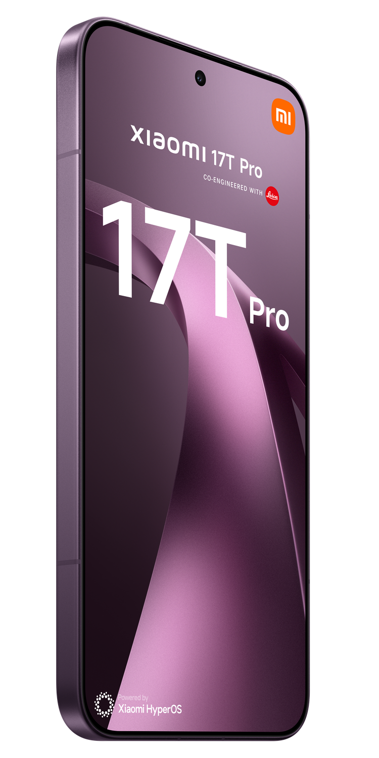 Un smartphone Xiaomi 17T Pro morado, co-diseñado con Leica.