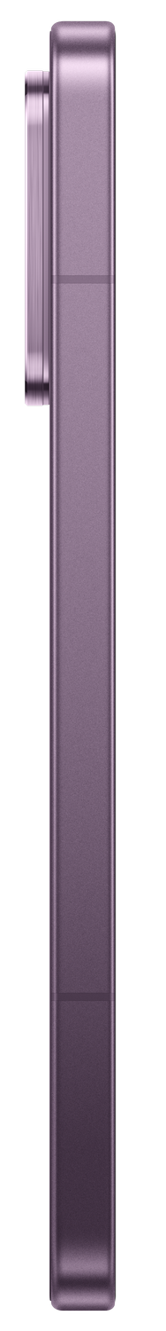 Lado de smartphone morado con lente de cámara en el borde izquierdo.