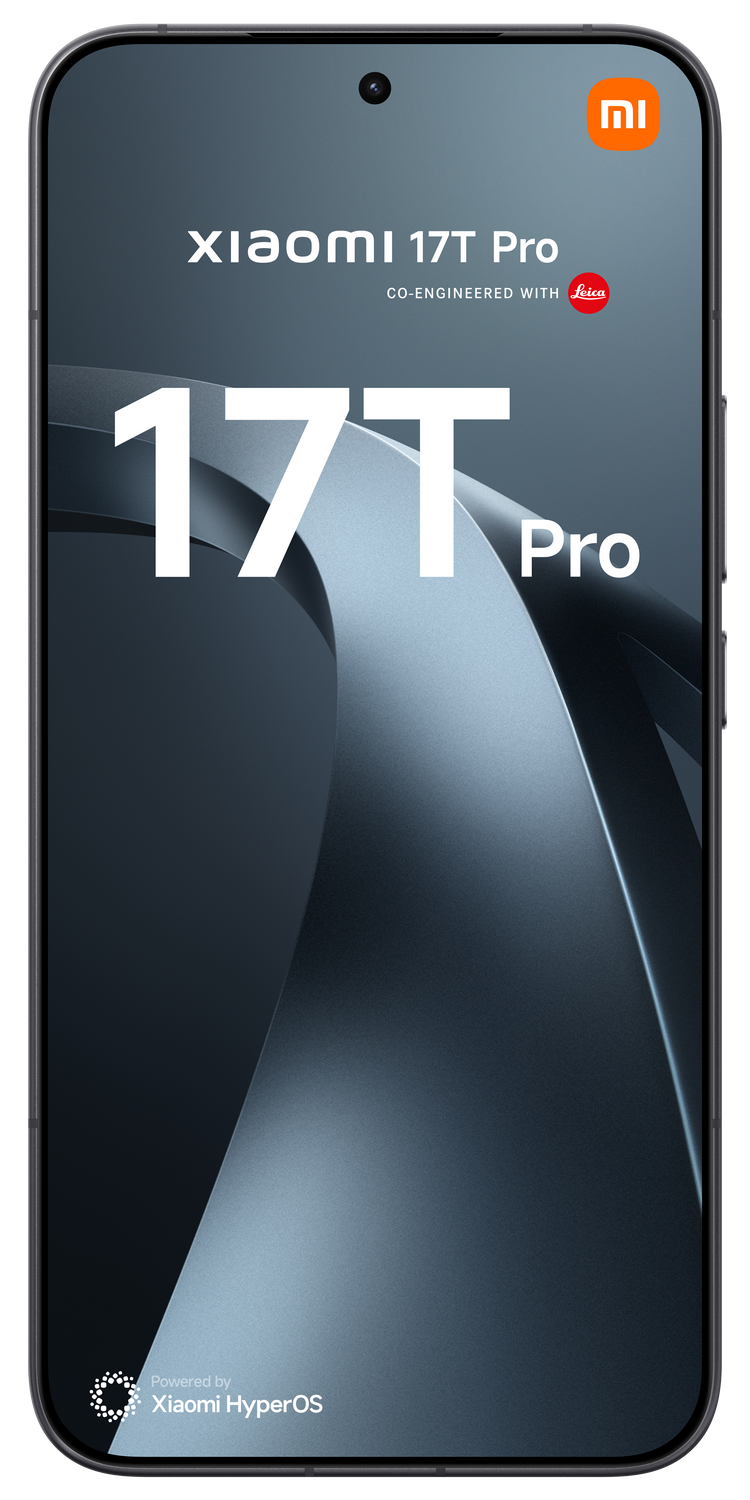 Teléfono Xiaomi 17T Pro con logo Leica y Xiaomi HyperOS.