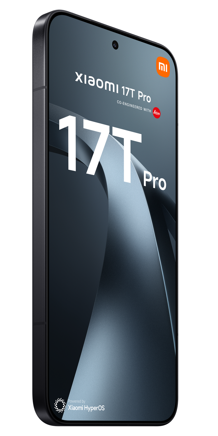 Smartphone Xiaomi 17T Pro con colaboración Leica, fondo oscuro.