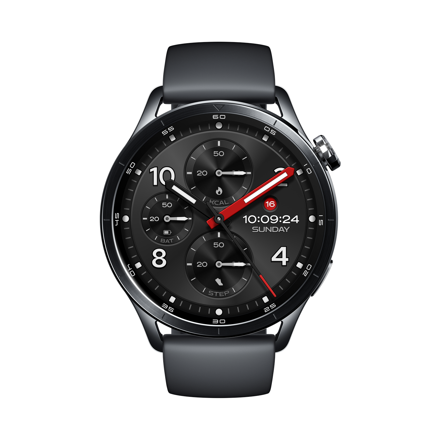 Un reloj inteligente oscuro con caja plateada y esfera negra.