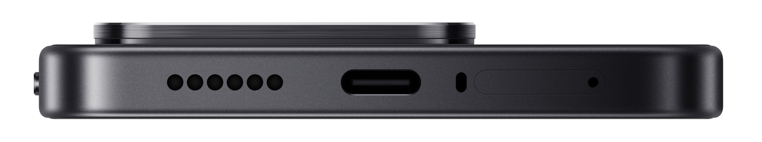 Primer plano del borde inferior de un smartphone oscuro, con puerto USB-C.