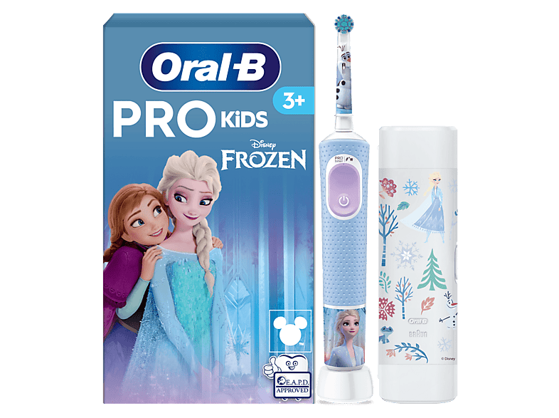Cepillo eléctrico infantil - Oral-B Pro Kids Frozen, 2 modos, Estuche de viaje, +3 Años, Acceso app Disney, Diseñado Por Braun