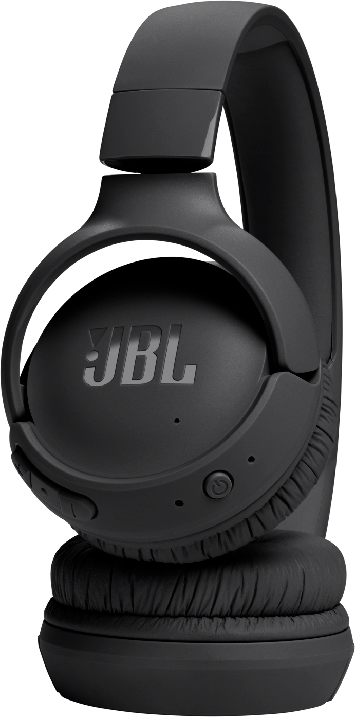 Casque JBL noir avec coussinets rembourrés et arceau réglable.