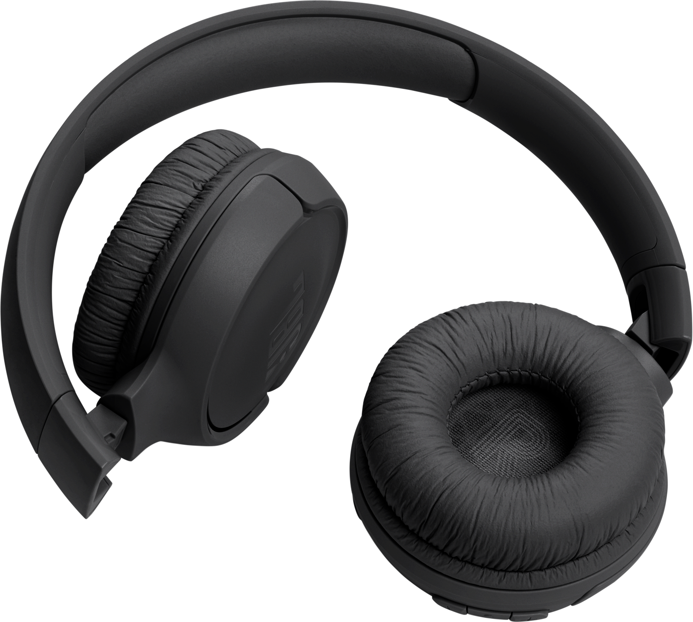Casque noir avec écouteurs rembourrés et arceau réglable, sur fond noir.