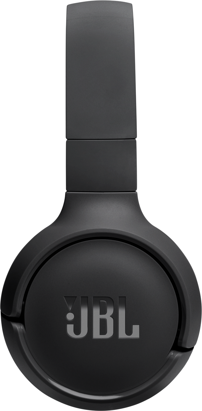 Casque noir avec logo JBL sur le cache-oreille, sur fond noir.