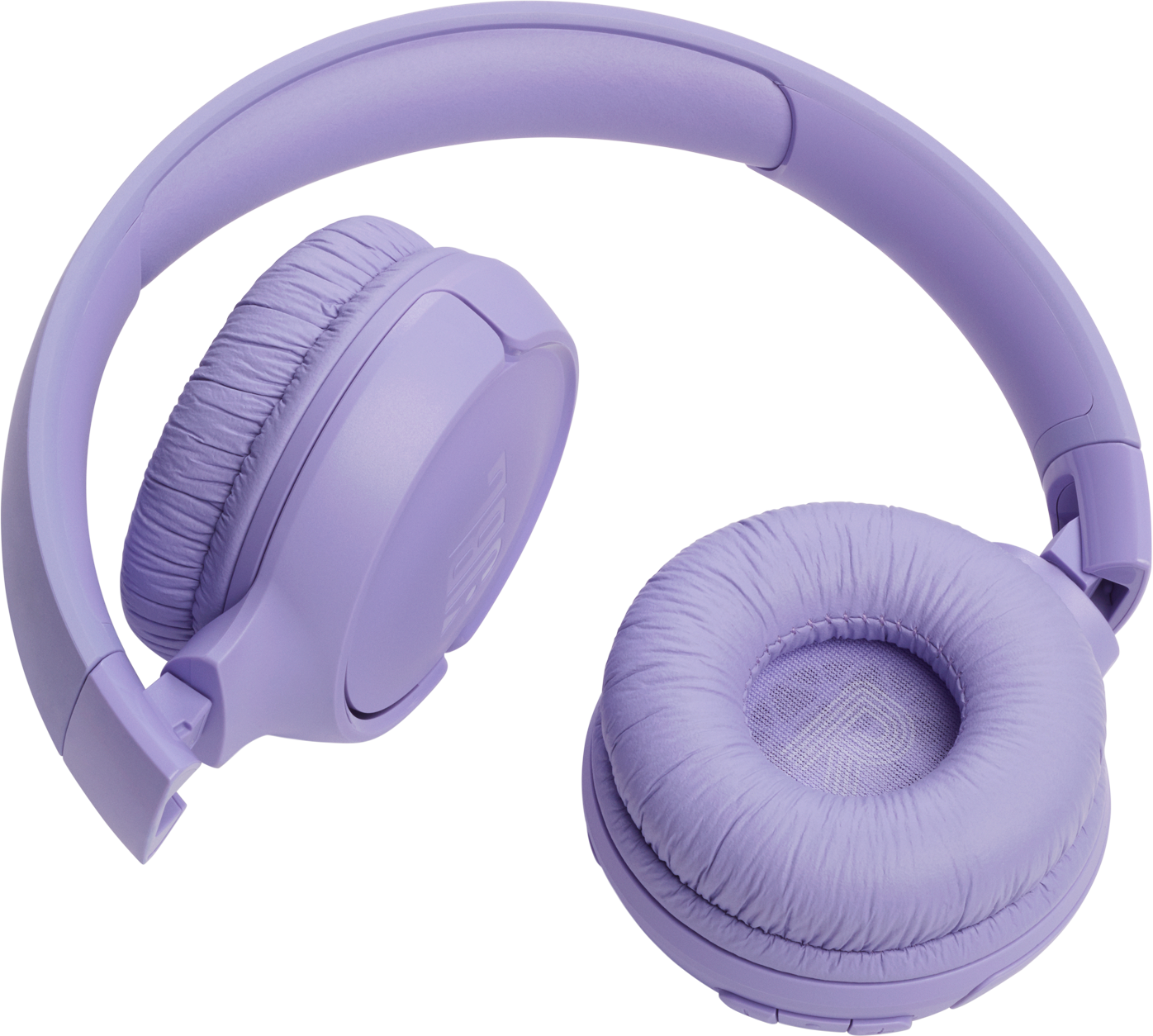 Cuffie viola con padiglioni e archetto imbottiti, su sfondo nero.